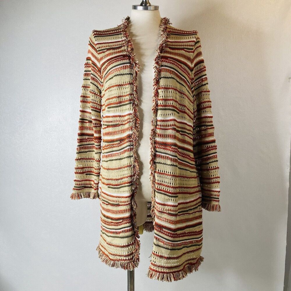 Chico's Sz 1 M Petite Crochet Knit Cardigan